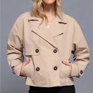 Classic Tan or Black Double-Breasted Pea Coat